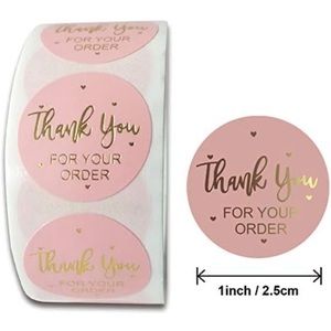Charming Pink Thank You Stickers Roll